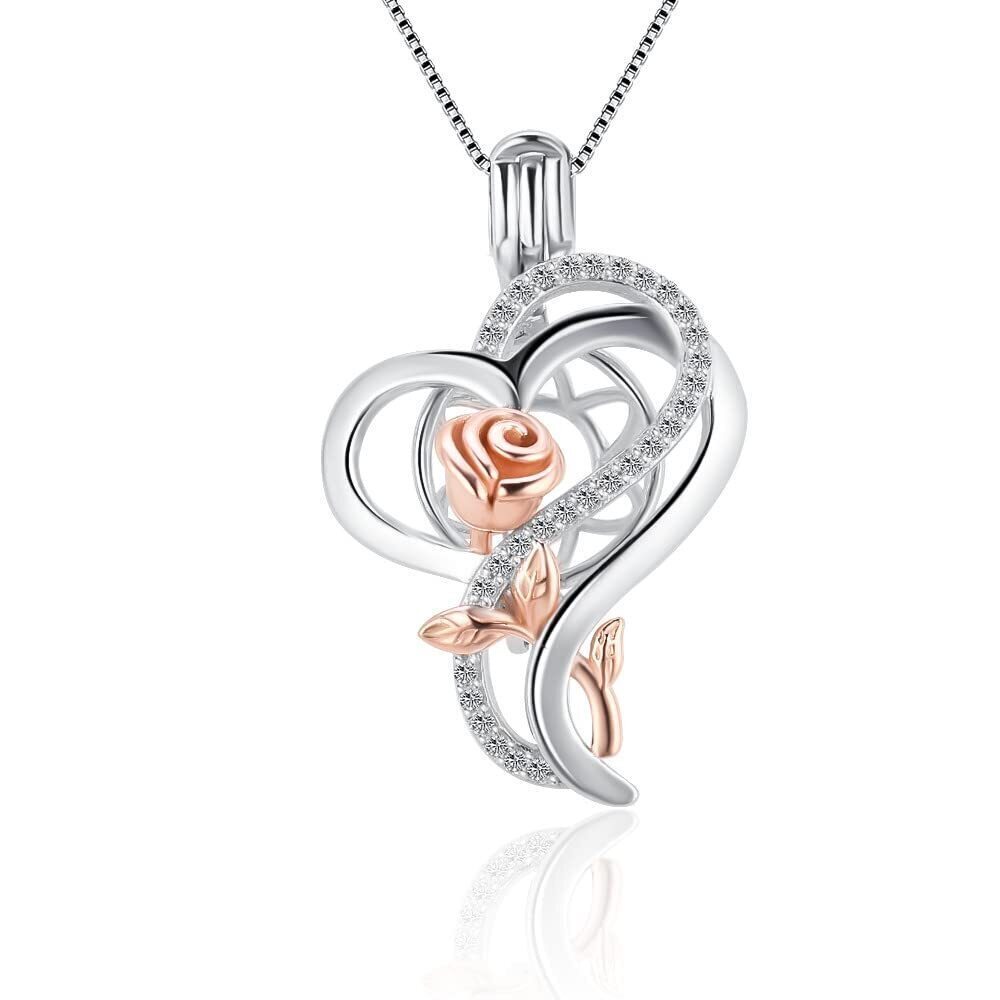 7171 925 Sterling Silver Rose Heart Cage Pendants Crafting Charm for DIY